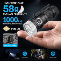 Lampe torche LED multifonctionnelle EDC 1000LM blanche avec RGB et UV 365nm, rechargeable 18350, torche de poche à queue magnétique