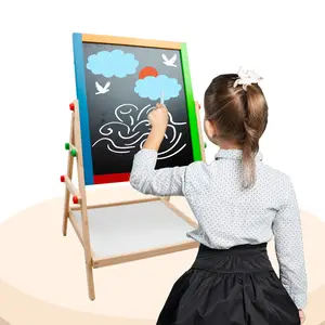 COMMIKI双面磁性书写绘画可折叠艺术画架白板和儿童黑板Woden画架