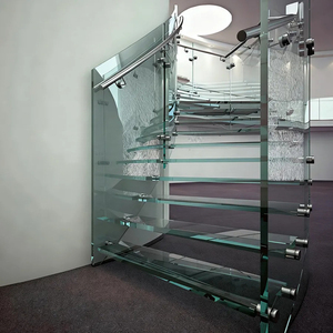 Verre de sécurité trempé laminé courbé personnalisable pour escalier, design moderne, épaisseur 10-12 mm, mur-rideau, entrepôt solaire - Product Image 2