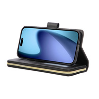 Étui portefeuille à fermeture éclair avec neuf emplacements pour cartes pour iPhone 18 Pro Max, en cuir PU, avec rabat, sangle détachable, fenêtre pour carte d'identité et support intégré