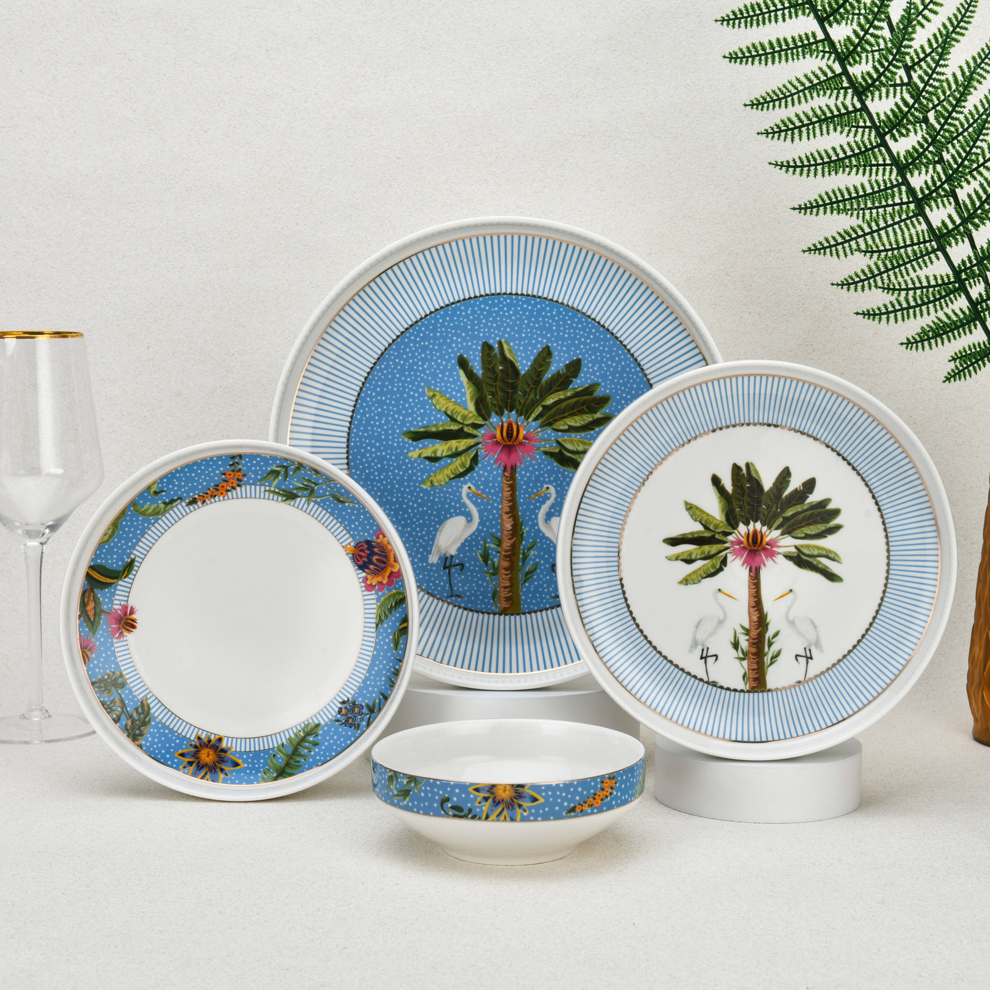Palm Restaurant Porcelain Elegant Eco-Friendly Dinnerware Set