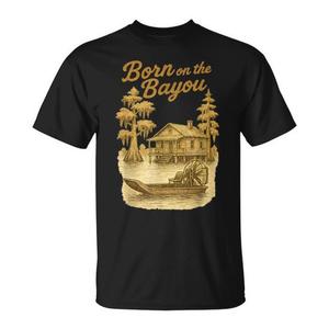 Camiseta Born On The Bayou con diseño vintage de orgullo del sur de Louisiana - Product Image 1