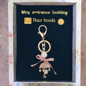 Nouveau porte-clés en forme de <span class=keywords><strong>parapluie</strong></span> avec nœud en ruban rose, porte-clés en alliage pour sac à main de mode pour filles, ornement suspendu - Product Image 3