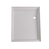 Dalle de douche rectangulaire verticale moderne antidérapante en marbre cultivé Domo, installation facile, garantie 1 an