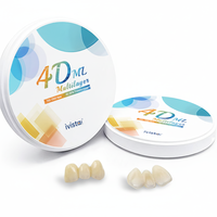 Ivista 4D ML Blok Zirkonia Gigi Multilayer Translusensi Tinggi Untuk Restorasi Veneer Anterior, Disc Milling Buatan Khusus