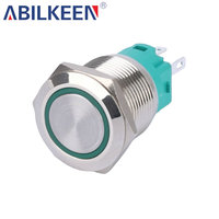 Aibeiken Interrupteur à bouton-poussoir momentané autobloquant en acier inoxydable 19 mm IP65 étanche 3A avec lumière LED