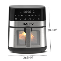 Friteuse à air HALEY 10L 3200W en acier inoxydable avec grande fenêtre visible, écran tactile LED, 8 préréglages, 360° °   Ventilateur à air chaud sans huile CE GS OEM ODM