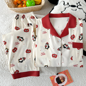 <span class=keywords><strong>Pijama</strong></span> <span class=keywords><strong>de</strong></span> <span class=keywords><strong>Mujer</strong></span> con Estampado <span class=keywords><strong>de</strong></span> Pingüinos y Puntos, <span class=keywords><strong>de</strong></span> Manga Larga para Otoño: Conjunto <span class=keywords><strong>de</strong></span> Dos Piezas con un Estilo Acogedor - Product Image 3