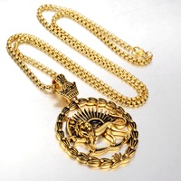 Collier pour homme en acier titane style hip-hop, pendentif lion rétro, personnalisé, décontracté, pour couple, très vendu