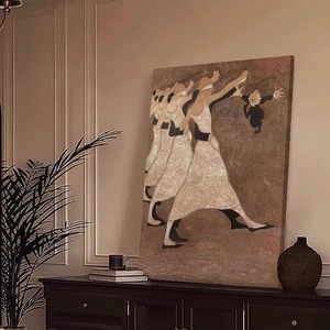 Peinture murale sur toile faite à la main de Style médiéval rétro français pour fond de canapé Hall d'entrée haut de gamme Niche Art Original - Product Image 6