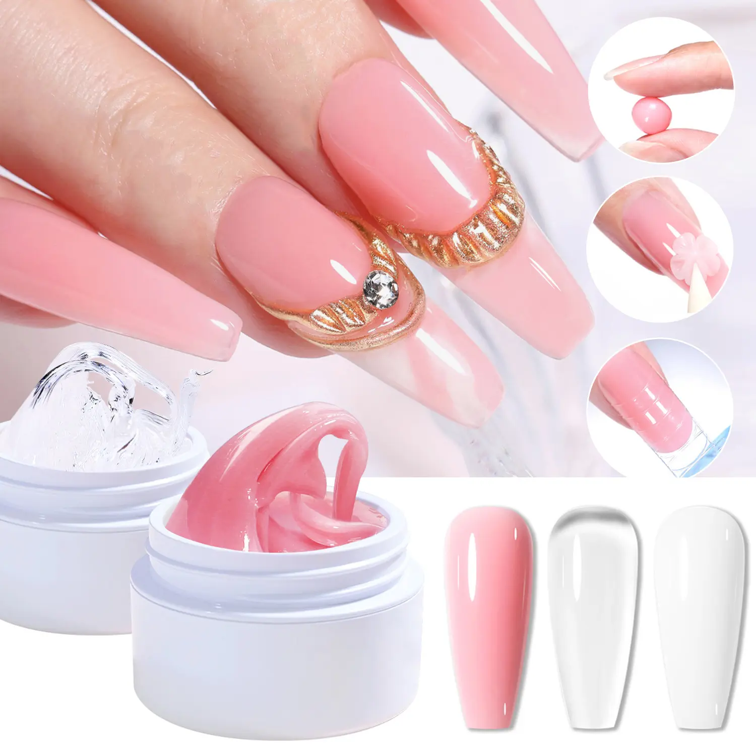 15Ml Non-stick Hand Extension Nail Art Gel Effen Carving Bloem Nemen Vormige Uv Polish Lijm Breiden Poly nagel Charmes Gel Manicure