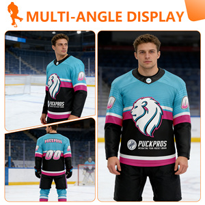 Maglie <span class=keywords><strong>Hockey</strong></span> su misura OEM professionale <span class=keywords><strong>Hockey</strong></span> su ghiaccio uniforme con ricamo e stampa disegno di sublimazione per il giocatore di squadra usura - Product Image 3