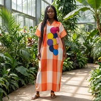 Robe Kaftan Maxi Boubou Bohème Africaine pour Femme, Grande Taille, Luxe Tendance, Modeste, d'Été, Infroissable, en Tissu Bazin Effet Soie, pour Mariage et Fête