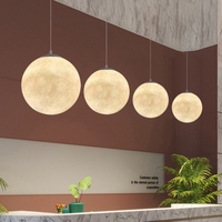 Lustre décoratif au design moderne et créatif, ampoule LED E27, luminaire suspendu en forme de lune 3D pour restaurant, bar