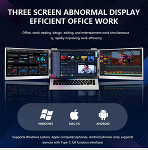 Hot Selling 15.6 <strong>Inch</strong> Foldable Triple Screen Portable LeD <strong>Monitor</strong> Dual 60Hz 1920*1080 <strong>LCD</strong> Displays for Laptops - Product Image 5