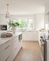 Vermonhouzz - Cuisine modulaire professionnelle tout-en-un avec îlot central - Armoires de cuisine modernes minimalistes blanches