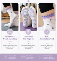 Chaussettes de Pilates personnalisées haut de gamme à pois antidérapants, chaussettes de yoga à volants floraux, chaussettes de sport douces en tricot pour la barre et le fitness