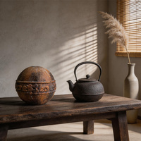Ornements sphériques anciens de style européen en MgO, objets décoratifs en magnésie à texture rétro pour la décoration de la maison, du jardin et du cheminée (vente en gros)