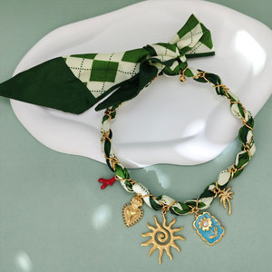 สร้อยคอแฟชั่นฤดูร้อนแบบหนา สร้อยคอผ้าพันคอฮาวายหลากสี ชุบทอง 14k 18k PVD  สแตนเลส 316L สำหรับผู้หญิง - Product Image 4