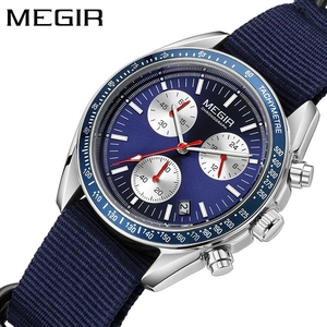 MEGIR New Luxury Men's Watches Canvas Weaving Strap Sport <strong>Automatic</strong> <strong>Chronograph</strong> Quartz Waterproof Wristwatch for Male 2247 - Product Image 4