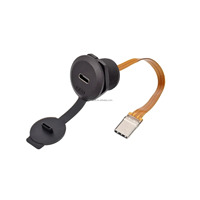 Connecteur étanche IP67 de type C pour câble plat flexible FPC, avec capuchon anti-poussière, pour montage sur panneau, assemblage de câble femelle à mâle fileté