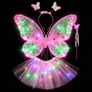 अनुसिन पंखों के नेतृत्व में चमकदार जादू की छड़ी और हेडबैंड पशु छोटे परी बेबी ड्रेसिंग तितली पोशाक तितली - Product Image 3