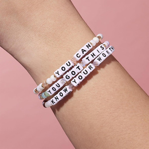 Pulseras <span class=keywords><strong>de</strong></span> Acero con Letras y Logotipo Personalizado, Hechas a Mano con Cristal y Perlas, Inspiradas en <span class=keywords><strong>la</strong></span> FE, SER <span class=keywords><strong>FELIZ</strong></span>, Pulsera <span class=keywords><strong>de</strong></span> Regalo para Mujeres y Niñas - Product Image 2