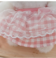 Porte-clés Lapin en Peluche Kawaii avec Nœud Papillon et Jupe Écossaise, Jouet en Peluche Doux, Pendentif de Voiture pour Femme