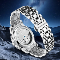 Montre chronographe mécanique automatique pour homme Mark Fairwhale, cadran Tri-Compax, aiguilles lumineuses, affichage de la date, bracelet en métal étanche FW-6055