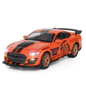 Nieuwe 1/32 Schaal Automodellen Shelby Gt500 Legering Pull Back Matrijs Gietmetaal Model Auto 6 Open Deur Kinderen Geschenken