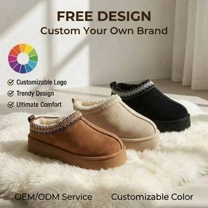 Mules en daim personnalisées couleur <span class=keywords><strong>plateforme</strong></span>, style Tasman, bottes Uggs brodées, sabots d'hiver à semelle épaisse, doublées de fourrure chaude, vente en gros - Product Image 1