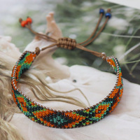 Bracelet ajustable bohème fait main tendance plaqué or géométrique multicolore en perles de rocaille Miyuki tissées
