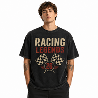 T-shirt unisexe vintage délavé avec motif drapeau à damier légendes de la course, numéro 26, décontracté, personnalisé, OEM, vente en gros