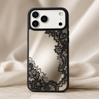 Coque de téléphone portable 2-en-1 antichoc avec miroir de maquillage personnalisé, cadre en TPU et doublure en microfibre pour iPhone 16 17 18 Pro Max