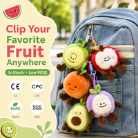 Kawaii fruit- en groentepluche sleutelhangers van katoen: appel, sinaasappel, avocado, kiwi, sterfruits, druif, wortel, pluizig zacht tasbedeltje, cadeau, voorraad