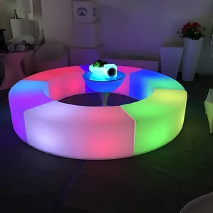 Cores RGB Mudança Jardim Ao Ar Livre Longo Banco De Banco Levou Iluminar Curvo Cubo Stool Chair Sofa Set