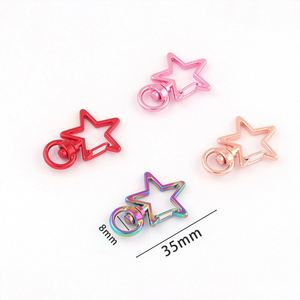Colorful Alloy Star Shaped <b>Key</b> Chains Lobster Clasps <b>Key</b> <b>Rings</b> DIY Making Craft Jewelry Keychain Accessories Star Keychain Clasp - Product Image 3