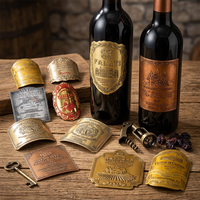Etiqueta de Lujo para Botellas de Vino y Cerveza con Logotipo 3D en Relieve, de Aluminio Mate, Impermeable, Impresión Personalizada, para Botellas de Cosméticos, Licores, Jugos y Vidrio