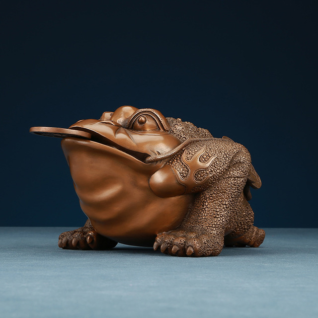 Purple Copper Carved Money Toad Ornaments Auspicious Beasts Good Luck Wealth Feng Shui Crafts Home Office Decor Opening Gift