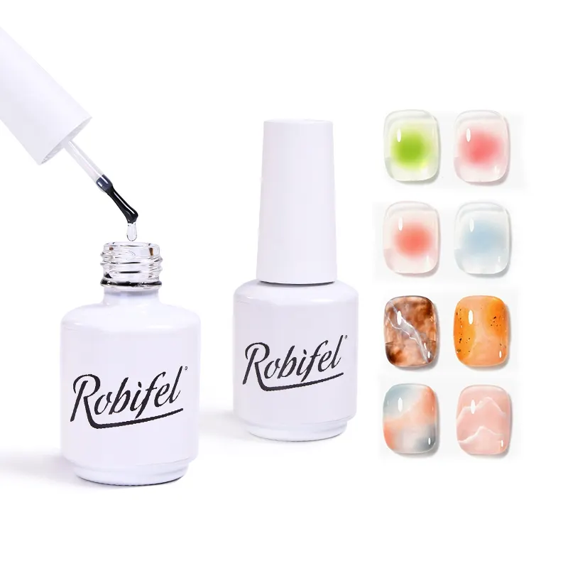 Robifel özel Logo özel etiket toptan tırnak sanat kapalı ıslatın UV LED çiçeklenme boyama jel tırnak  cilalama seti
