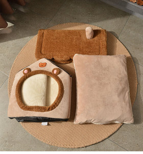 Cama plegable para perros y gatos, cálida para invierno, tipo <span class=keywords><strong>nido</strong></span>, cesta, cueva, sofá, para mascotas pequeñas y medianas, productos para mascotas - Product Image 4