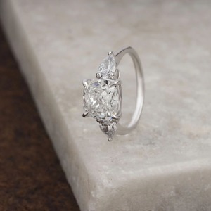 Fully Diamond Moissanite Classic VVS Moissanite IGI Certified Sterling Silver Round Cut Engagement Ring for Women - Product Image 1