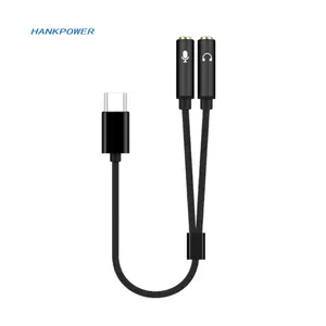 USB C Ke 3.5Mm Aux Audio Headphone 2 Way Audio Y Kabel Adaptor Splitter untuk Ponsel Tipe C Tablet