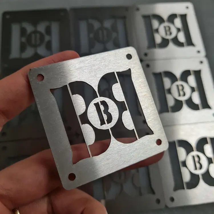 Placas de metal de aço inoxidável corte a laser, gravura personalizada em marca