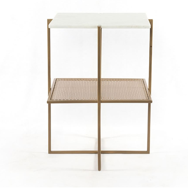 Kainice Modern Luxury Nightstand Square Metal Marble Base Night Stand Floating Bedroom Bedside Table Living Room Apartment