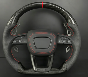 Volant en fibre <span class=keywords><strong>de</strong></span> carbone pour Audi A3/A4/A5/A6/A7/Q3/Q5/Q7/TT/S Série RS, cuir Nappa perforé, volant personnalisé - Product Image 1