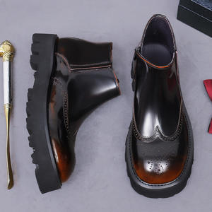 Botas de Trabajo Elegantes para Hombre, de Cuero Genuino, Estilo Slip-On, con Aumento de Altura, Hechas a Mano en Italia, para Otoño - Product Image 5