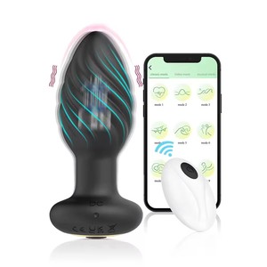 Silicone Anal Plug <b>Vibrator</b> with Thread Surface Design Remote <b>Control</b> App Butt Massager for Men and Women STELLAR PATH - Product Image 5