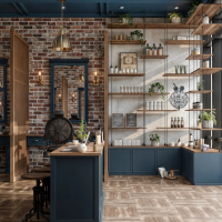 Ensemble complet de mobilier de salon de coiffure sur mesure : poste de coiffage, comptoir d'accueil et armoires de rangement