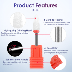 Fraise conique en céramique pour ongles, forme balle, pour nettoyage des cuticules, élimination de la poudre acrylique, outil rotatif de manucure - Product Image 5